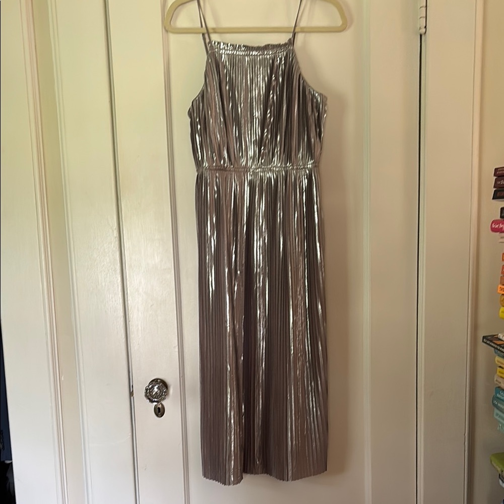 Banana Republic metallic Pleated dress NWT
